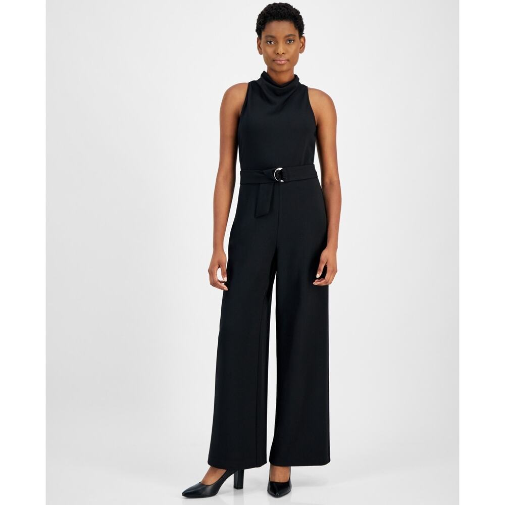 Anne Klein Women's Cowlneck Wide-Leg Jumpsuit Black Size 16 1776